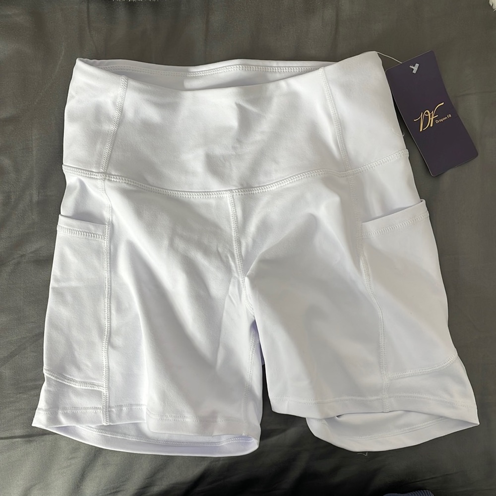 white biker shorts